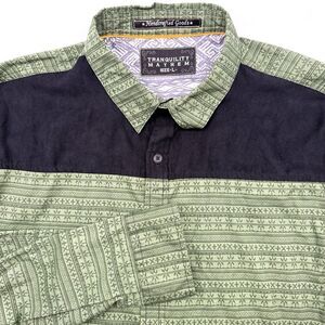 Tranquility Mayhem Men's Large Green Geometric Long Sleeve Button Up Western